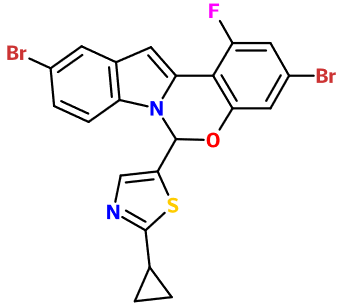 (image for) MC012612 3,10-Dibromo-6-(2-cyclopropyl-1,3-thiazol-5-yl)-1-fluoro-6H-indolo[1,2-c][1,3]benzoxazine